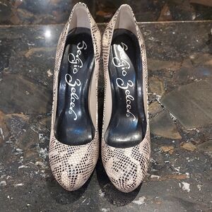 Sergio Zelcer Snakeskin Heels - Black and Cream